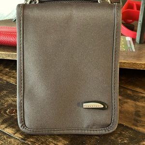 Brown travel tote bag